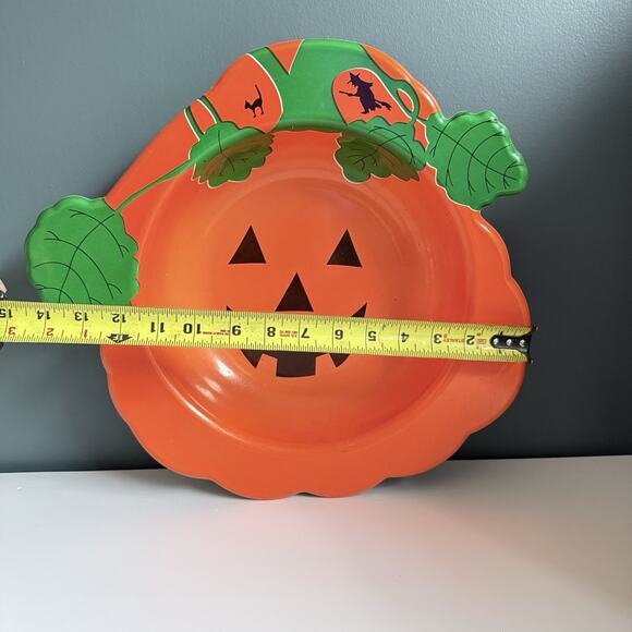 Vintage Halloween Jack-O’-Lantern 80s Large Ullman Molded Plastic Pumpkin Bowl - Picture 3 of 12